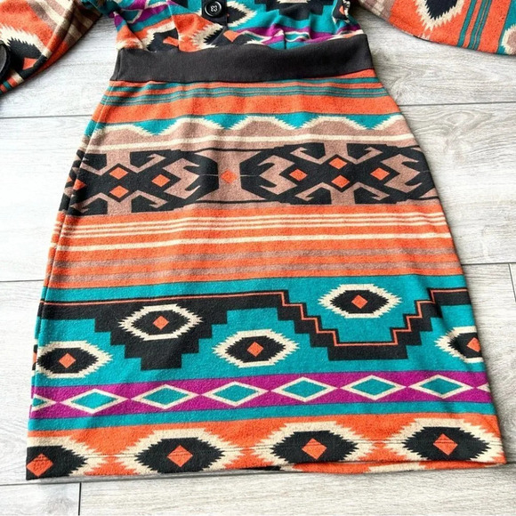 Yumi Boho Multiple Colour  Aztec Tribal Pattern Sweater Dress - Picture 10 of 14
